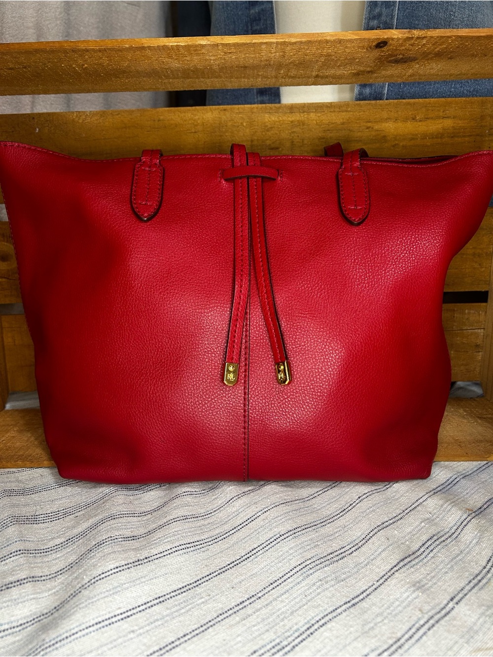 LAUREN RALPH LAUREN RED TOTE